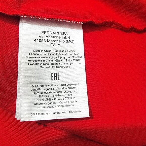 Ferrari Designer Logo Ruched T-Shirt Red Medium - Picture 5 of 5